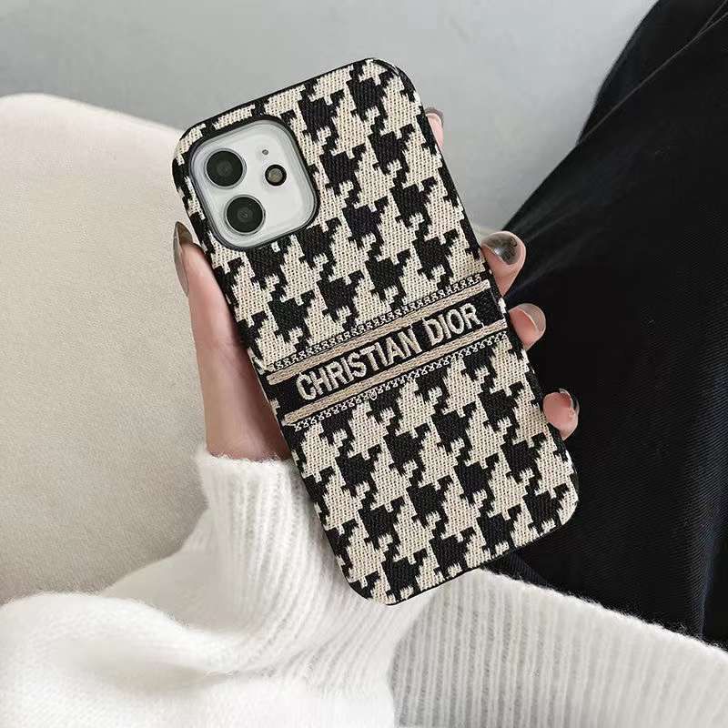 Dior-inspired patterned iPhone case with contrast lettering band