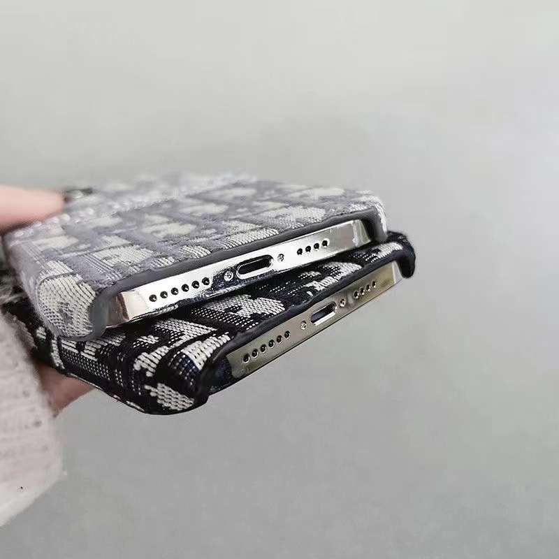 Dior-inspired patterned iPhone case with contrast lettering band