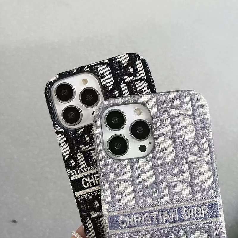 Dior-inspired patterned iPhone case with contrast lettering band