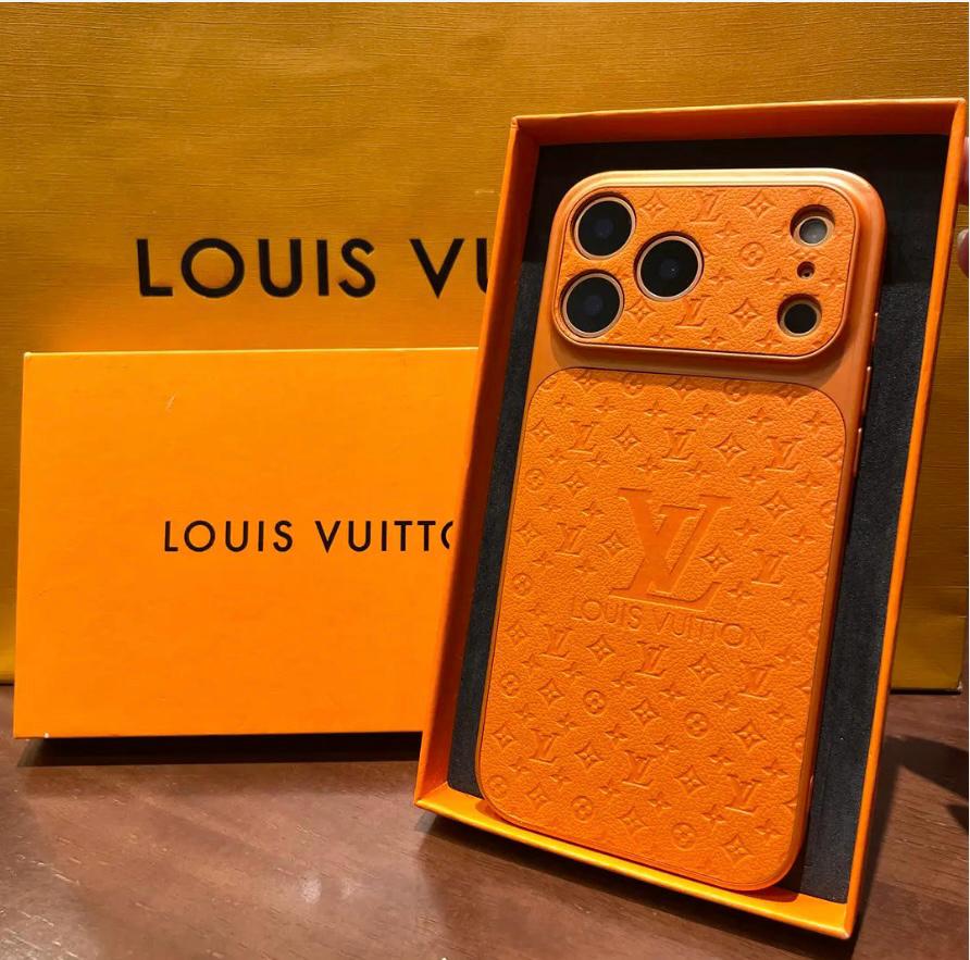 Louis Vuitton-inspired orange case for iPhone 17 / 16 / 15 / 14