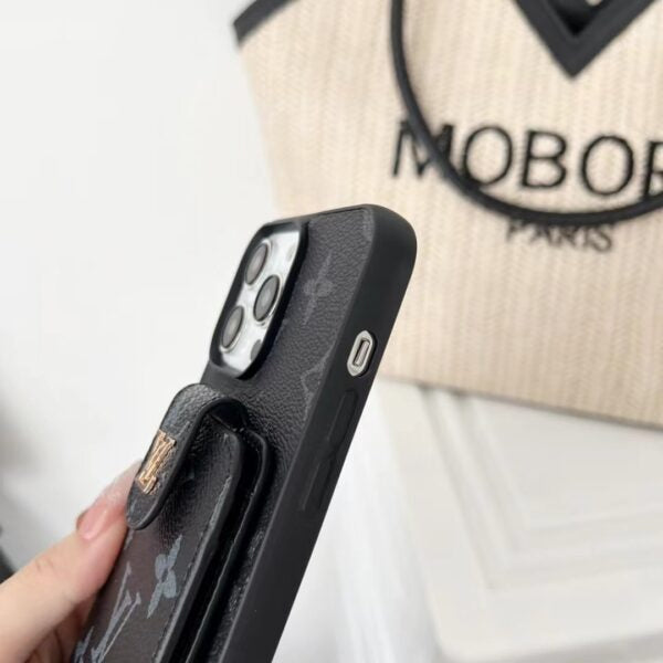 Louis Vuitton-inspired phone case with card holder for iPhone