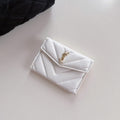 YSL-inspired chevron flap card wallet, white