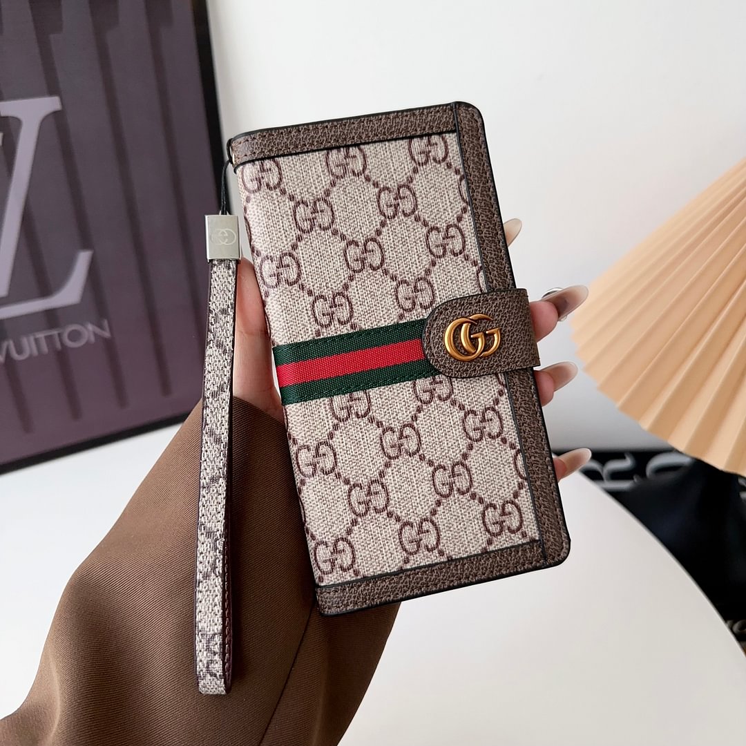 Louis Vuitton-inspired leather monogram wallet card holder iPhone case