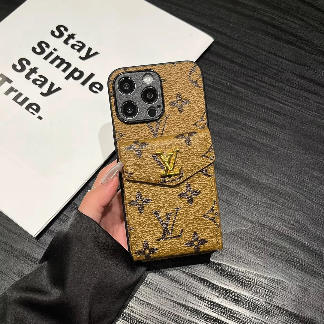 Louis Vuitton-inspired card holder canvas leather iPhone case