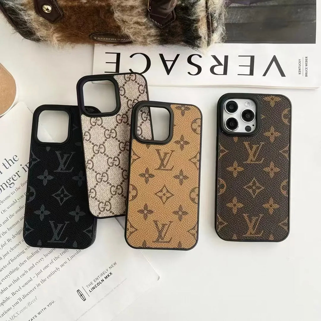 Louis Vuitton-inspired monogram leather phone case