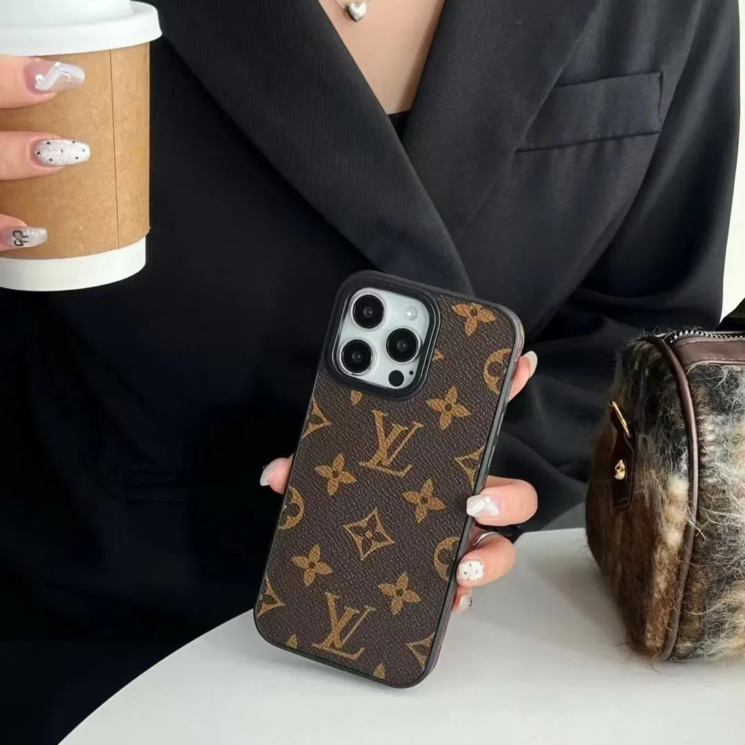 Louis Vuitton-inspired monogram leather phone case