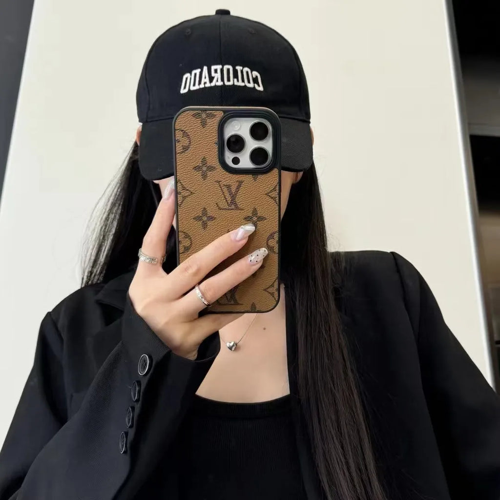 Louis Vuitton-inspired monogram leather phone case