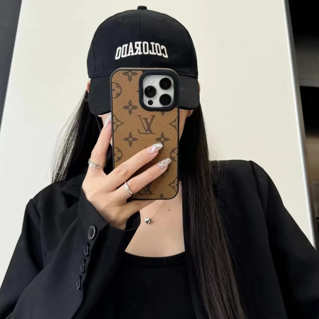 Louis Vuitton-inspired monogram leather phone case
