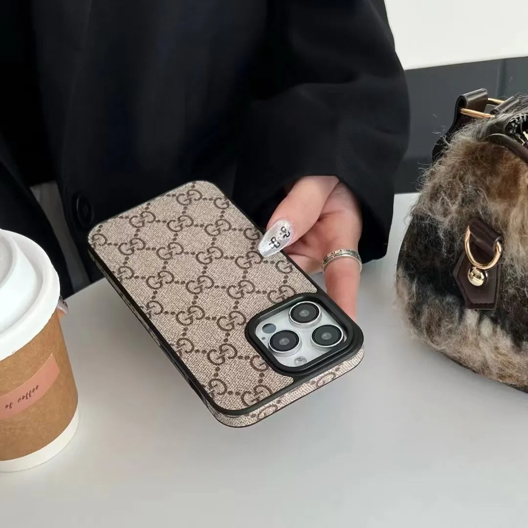 Louis Vuitton-inspired monogram leather phone case