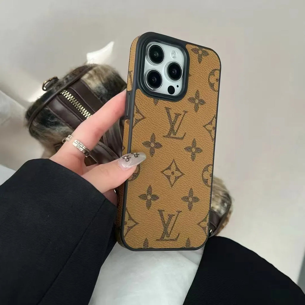 Louis Vuitton-inspired monogram leather phone case