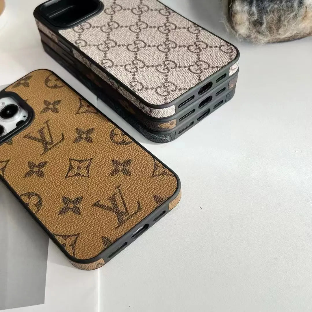 Louis Vuitton-inspired monogram leather phone case