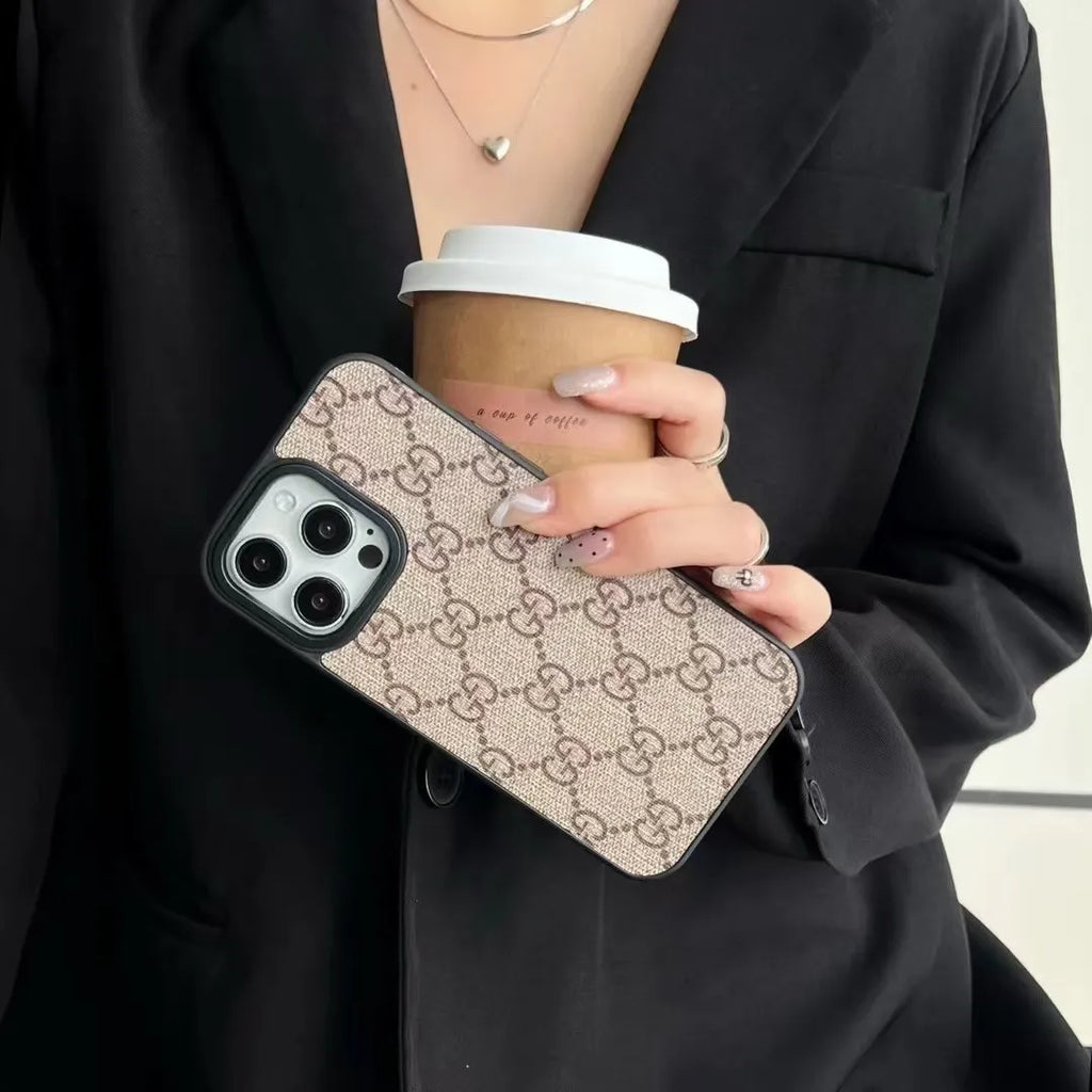 Louis Vuitton-inspired monogram leather phone case
