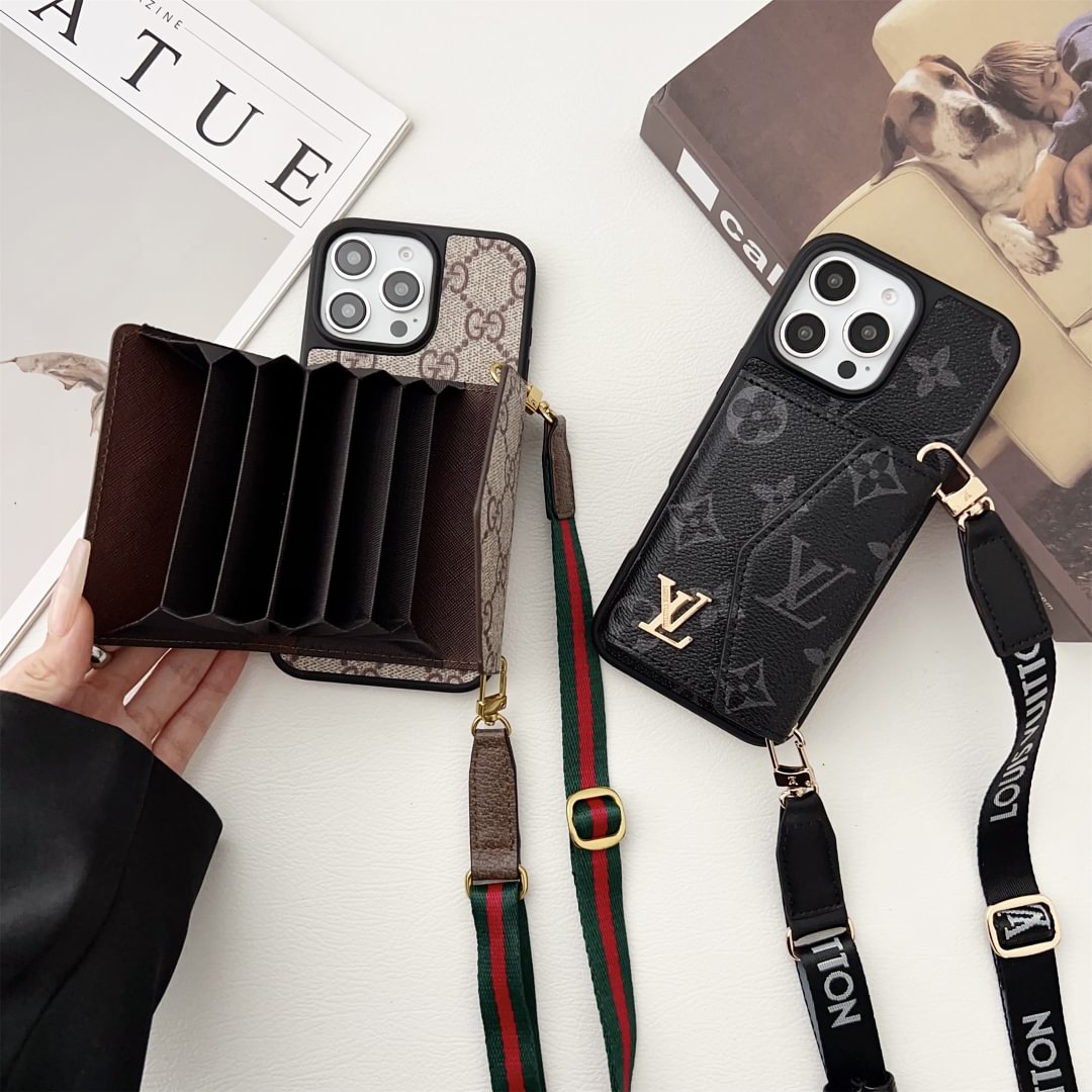 Louis Vuitton-inspired crossbody strap with wallet card holder