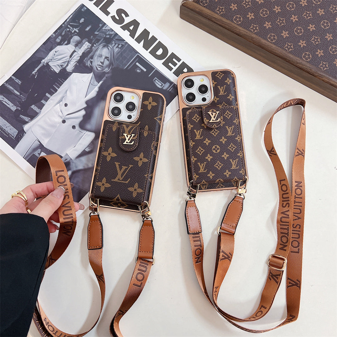 Louis Vuitton-inspired card holder crossbody iPhone case