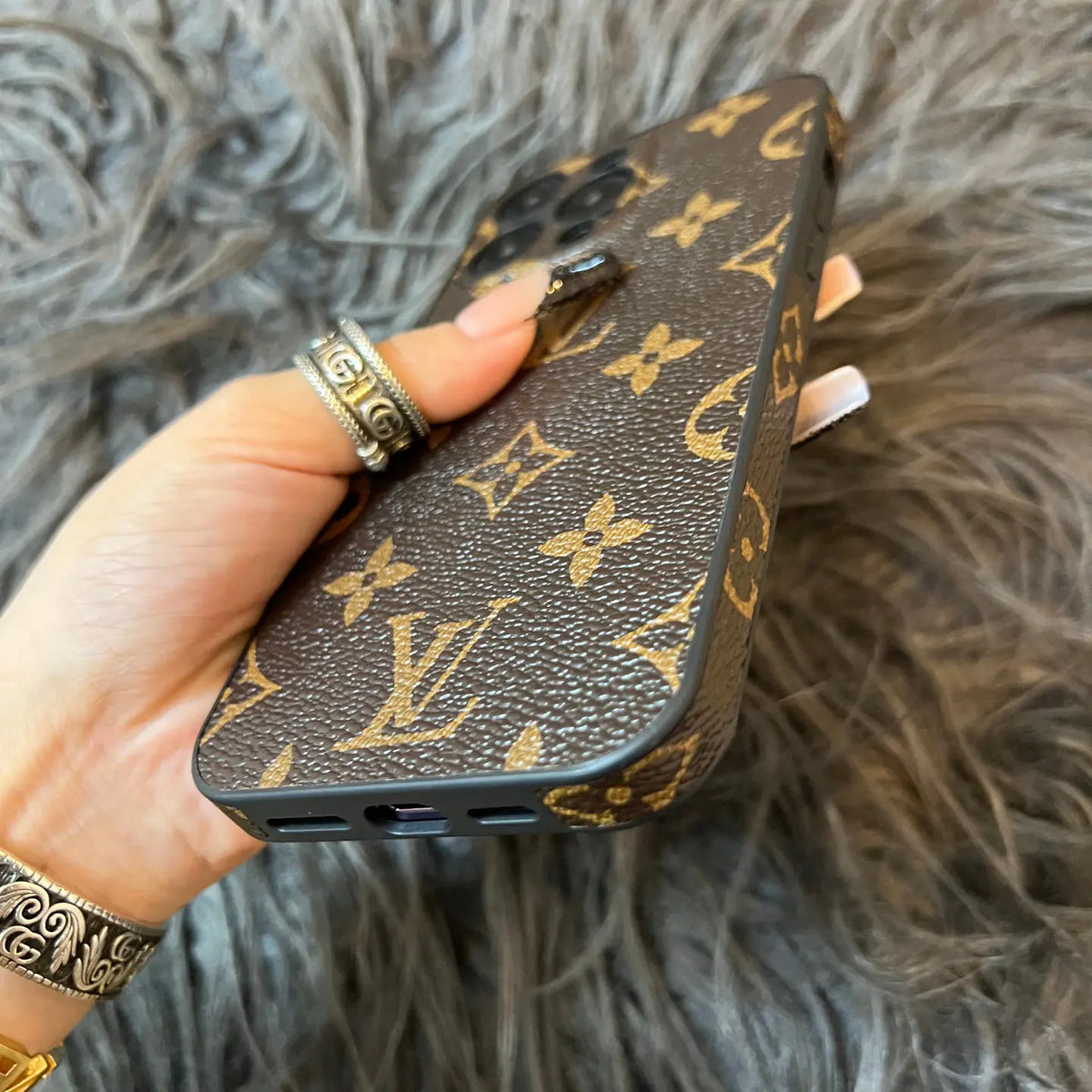 Louis Vuitton-inspired iPhone case with camera protection