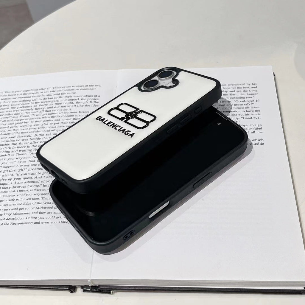 Balenciaga-inspired minimal iPhone 16 case with raised emblem
