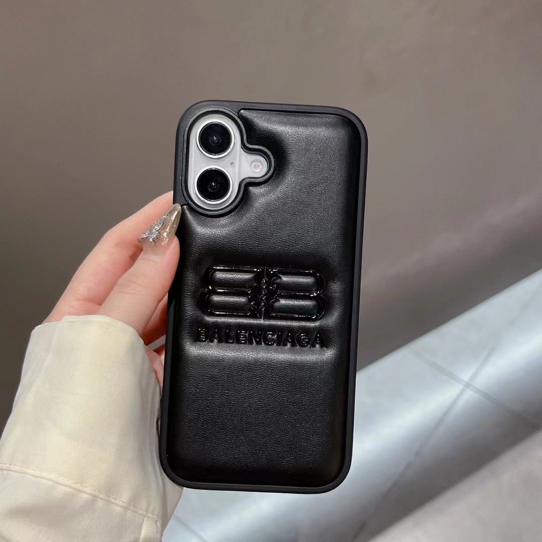 Balenciaga-inspired minimal iPhone 16 case with raised emblem