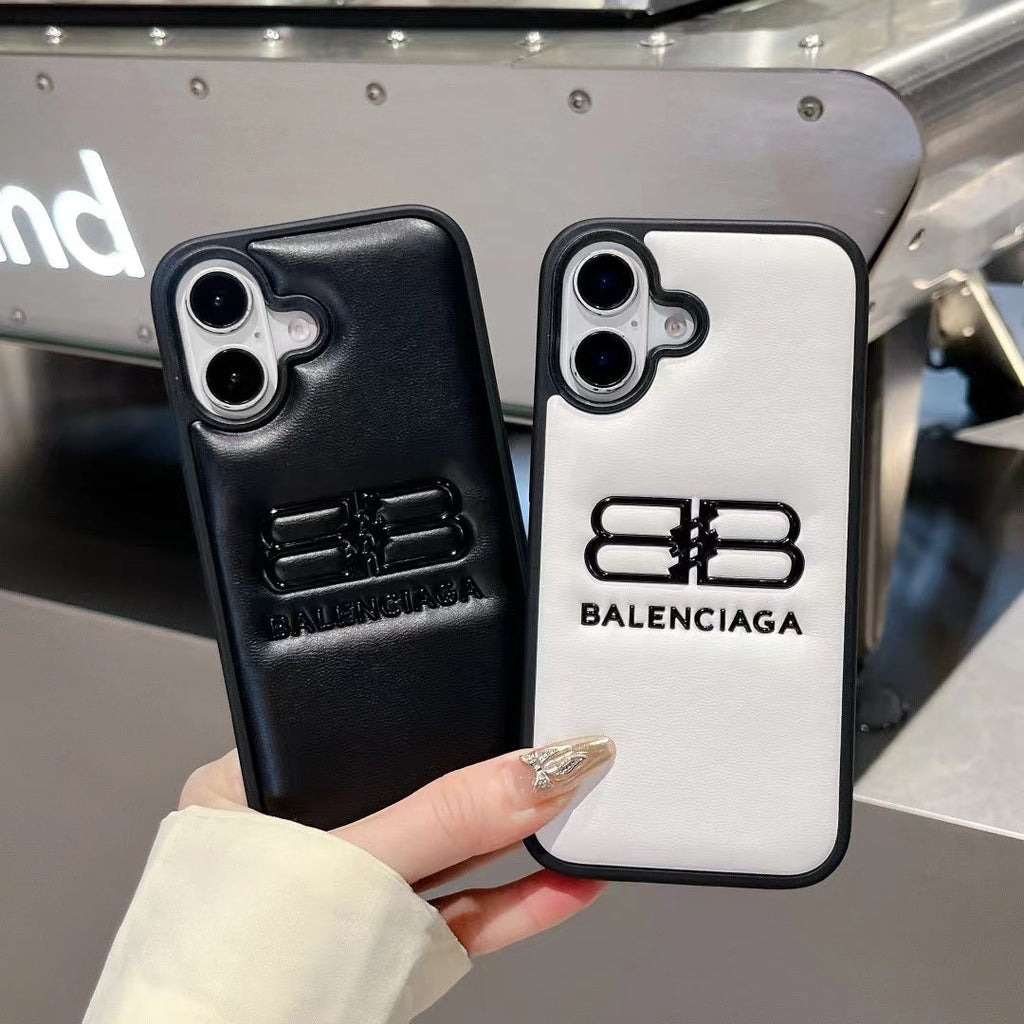 Balenciaga-inspired minimal iPhone 16 case with raised emblem