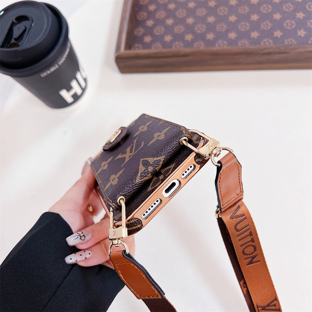 Louis Vuitton-inspired card holder crossbody iPhone case