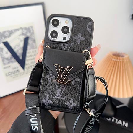 Louis Vuitton-inspired iPhone case with strap and card holder