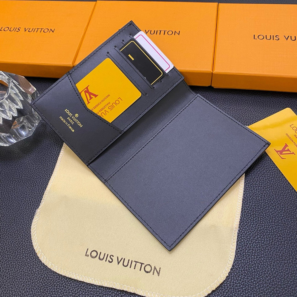 Louis Vuitton-inspired embossed monogram passport holder