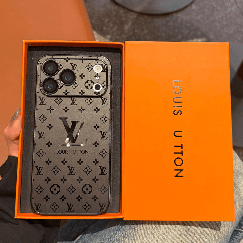 Louis Vuitton-inspired small monogram iPhone case with contrasting camera trim