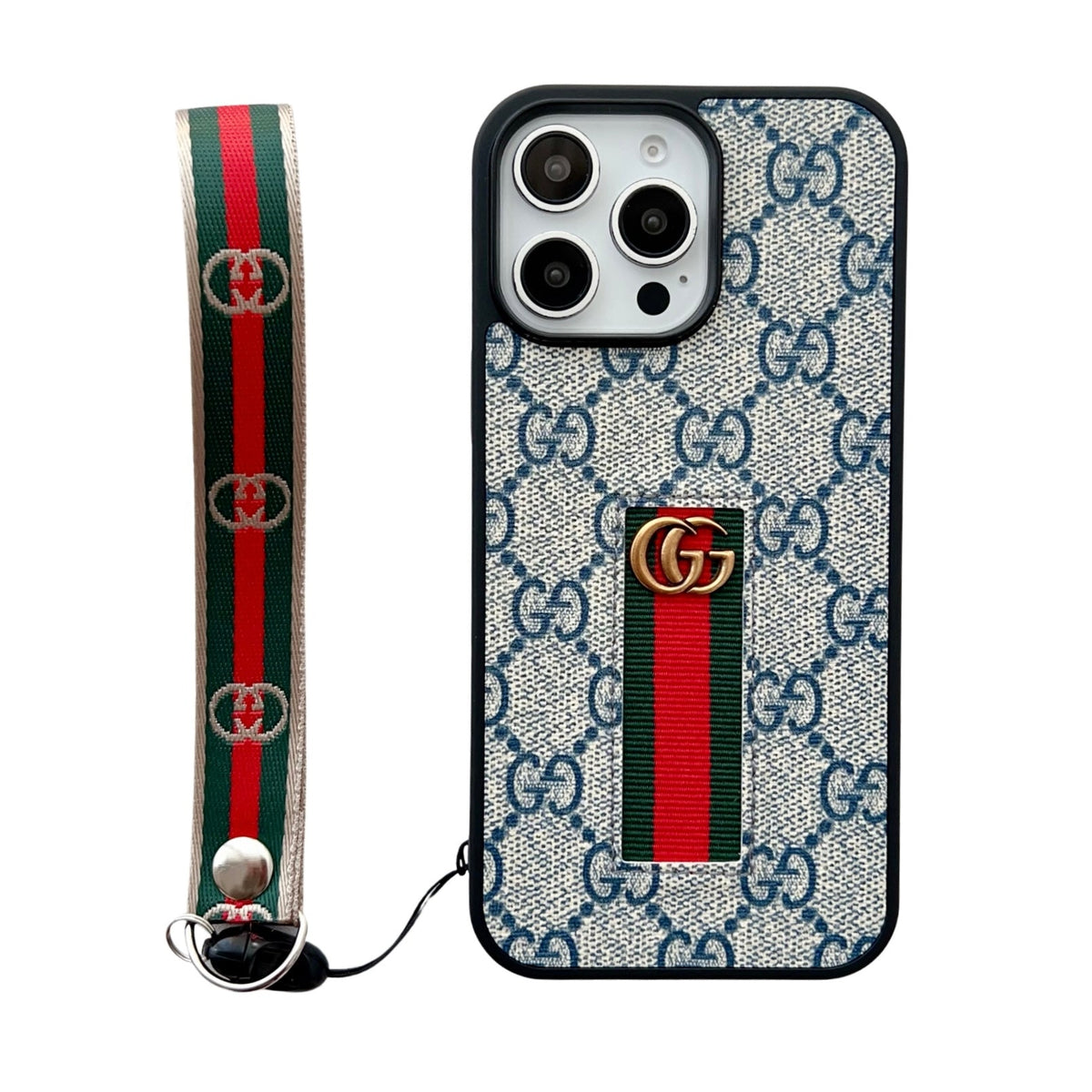 Gucci-inspired iPhone case with hand strap