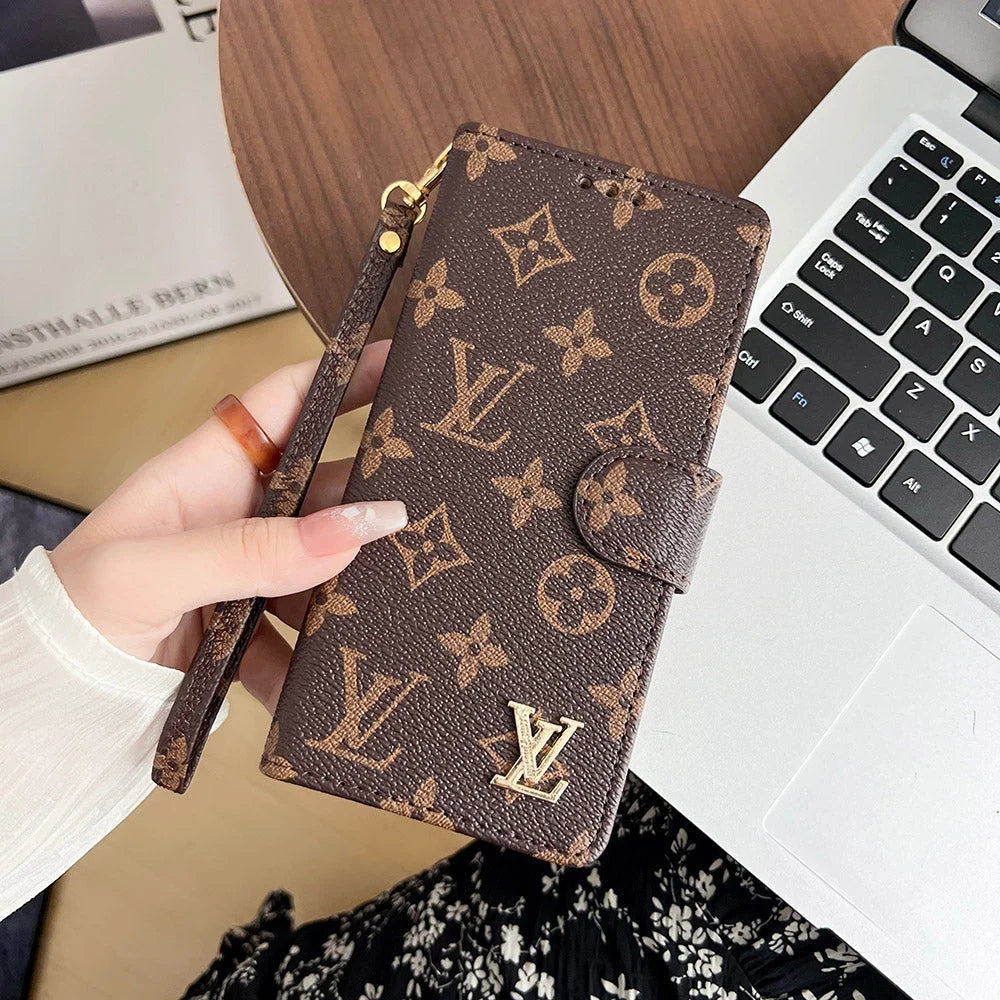 Louis Vuitton-inspired multi colors wallet iPhone case, brown