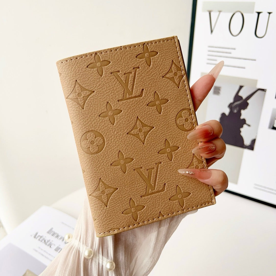 Louis Vuitton-inspired embossed monogram passport holder