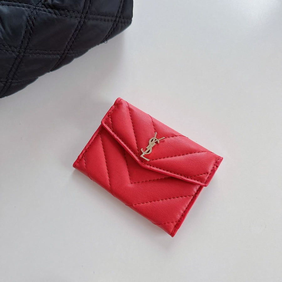 YSL-inspired chevron flap card wallet