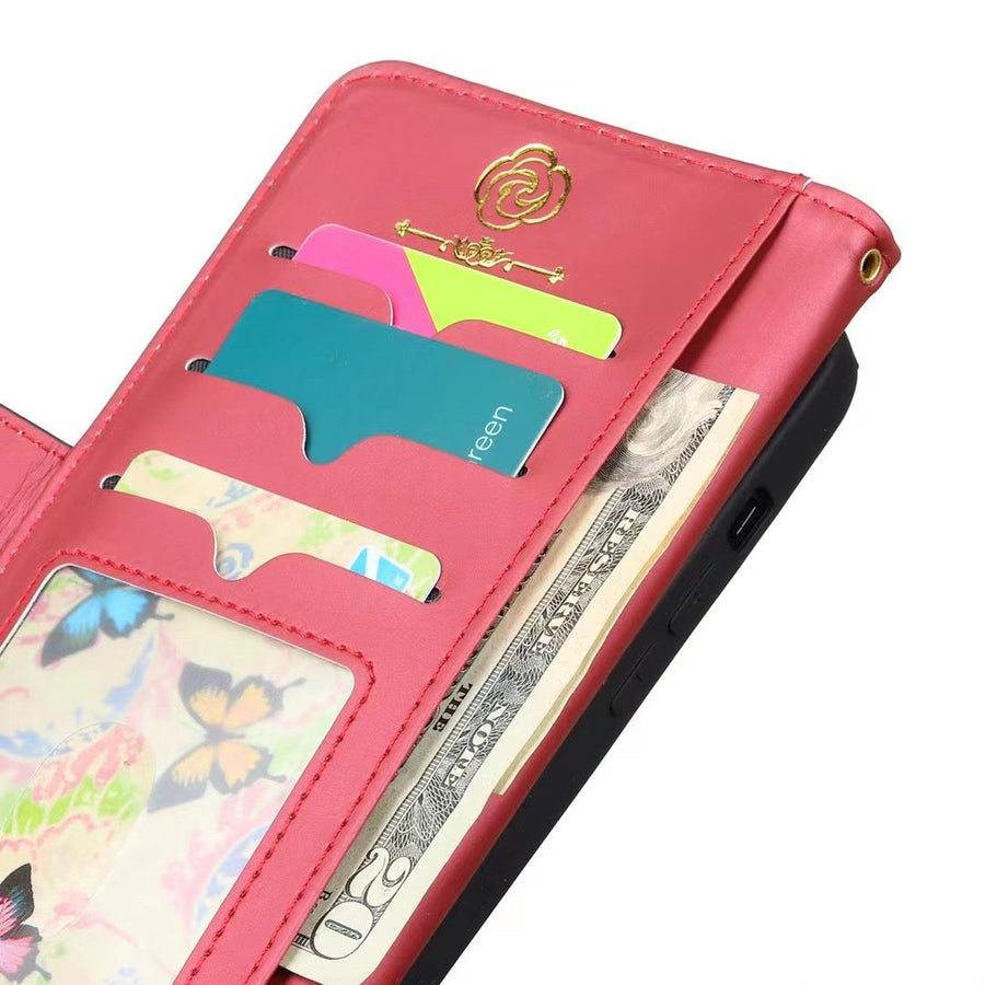 Louis Vuitton-inspired wallet phone case with card slot