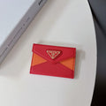 Prada-inspired two-tone envelope card wallet with triangle detail