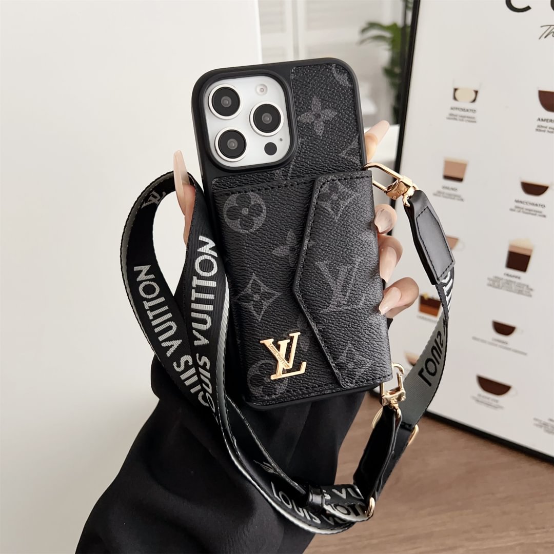 Louis Vuitton-inspired crossbody strap with wallet card holder
