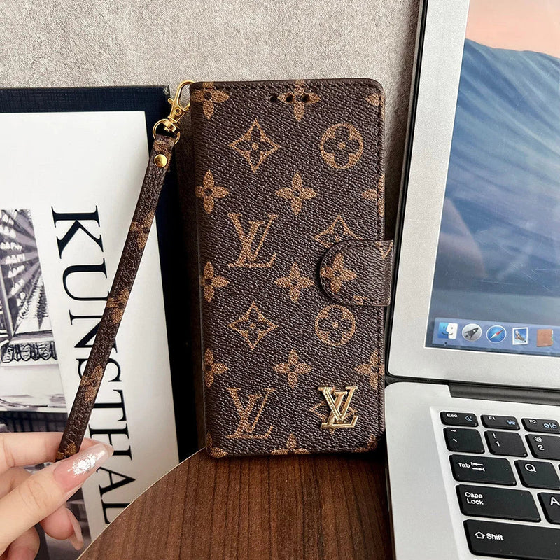 Louis Vuitton-inspired monogram flip wallet case for iPhone