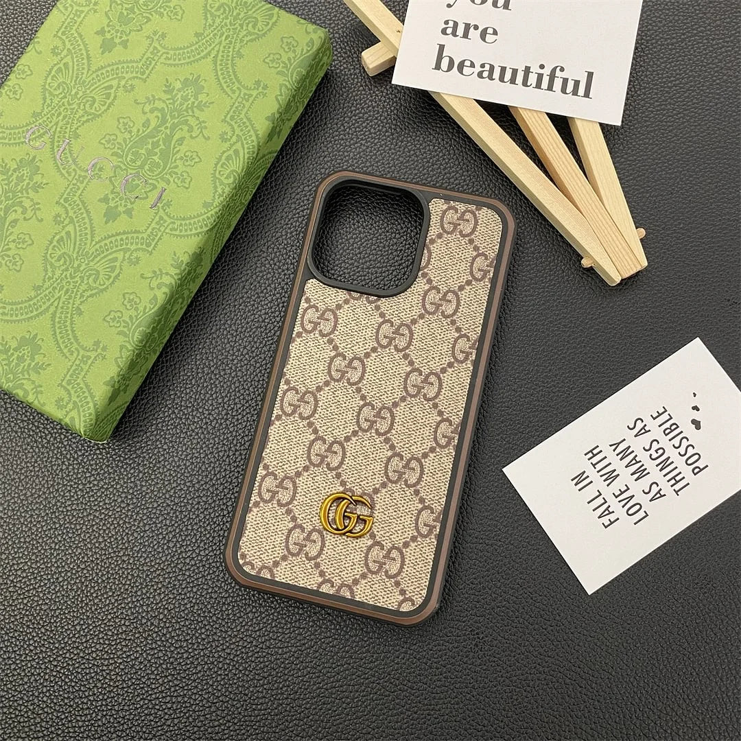 Gucci-inspired check and monogram cases for iPhone 13 and Samsung