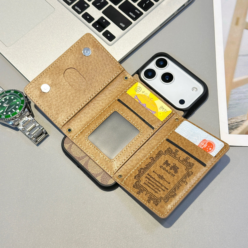 Coach-inspired monogram iPhone 17 Pro case with back card pocket