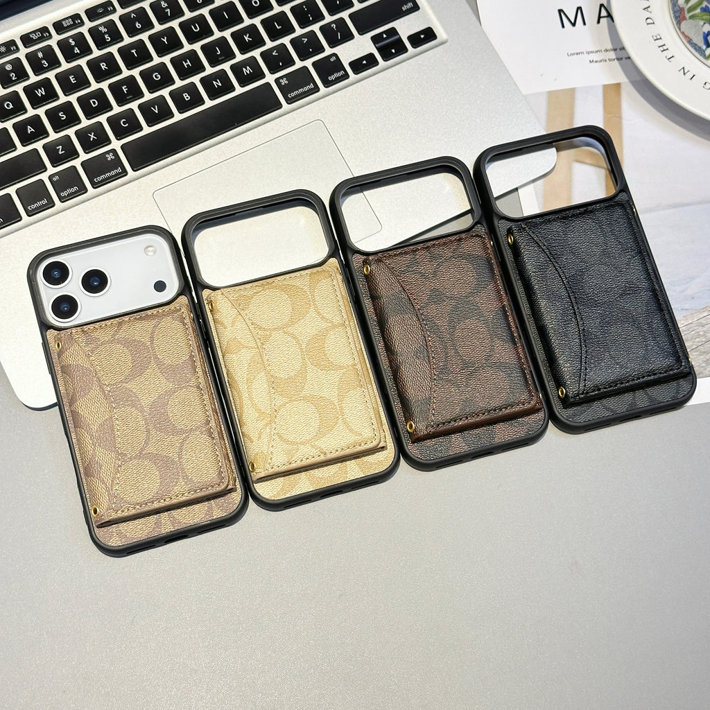 Coach-inspired monogram iPhone 17 Pro case with back card pocket