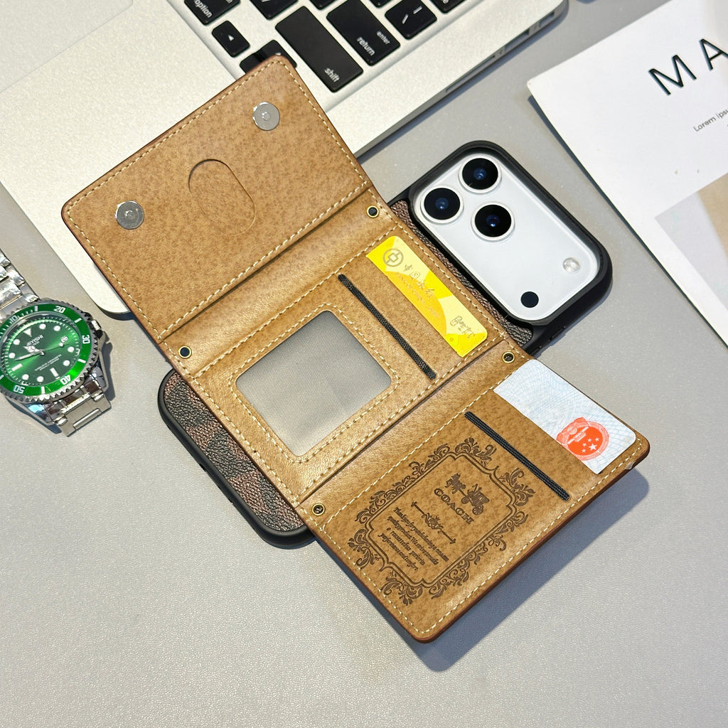 Coach-inspired monogram iPhone 17 Pro case with back card pocket