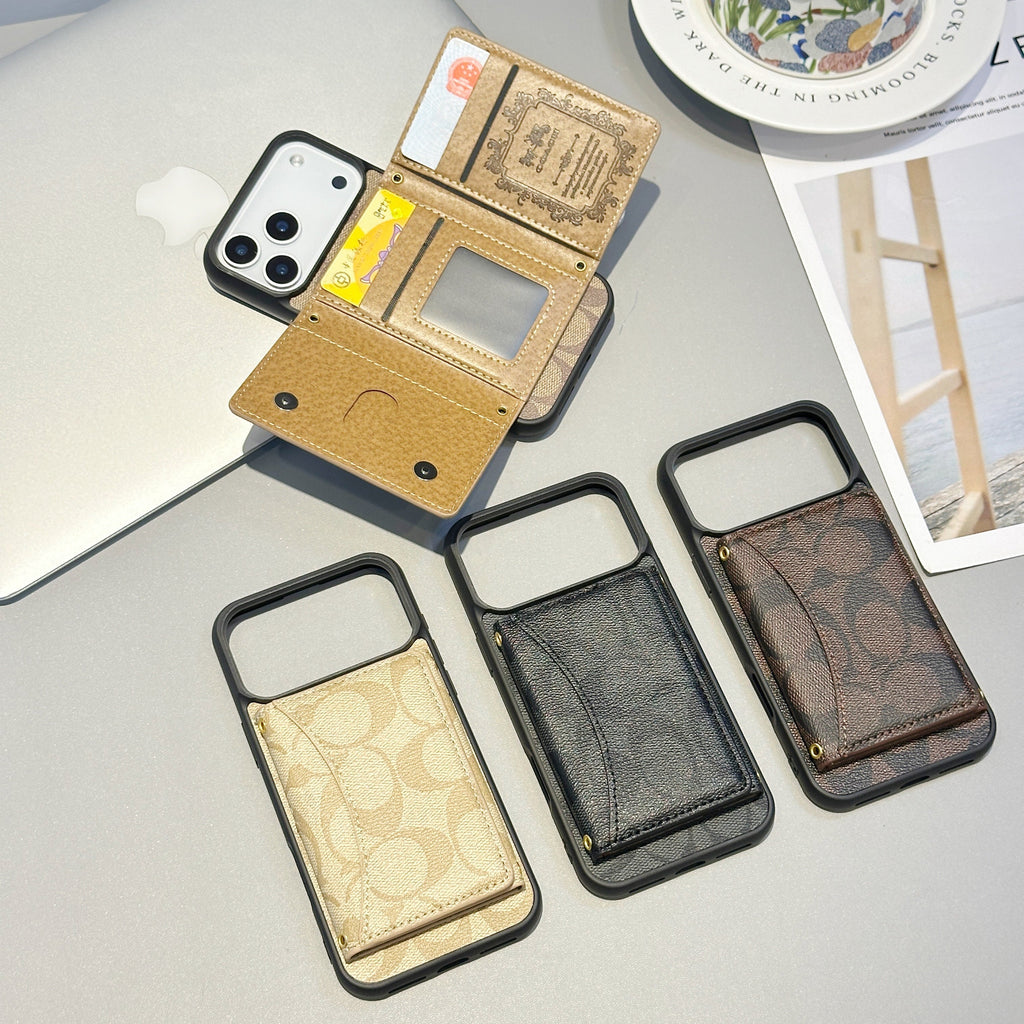 Coach-inspired monogram iPhone 17 Pro case with back card pocket