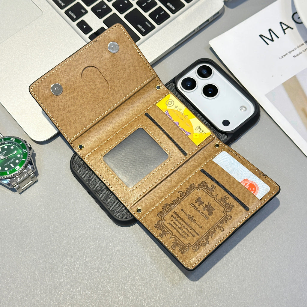 Coach-inspired monogram iPhone 17 Pro case with back card pocket