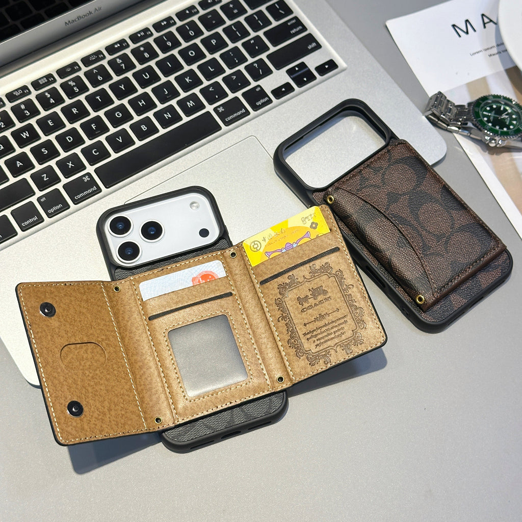 Coach-inspired monogram iPhone 17 Pro case with back card pocket