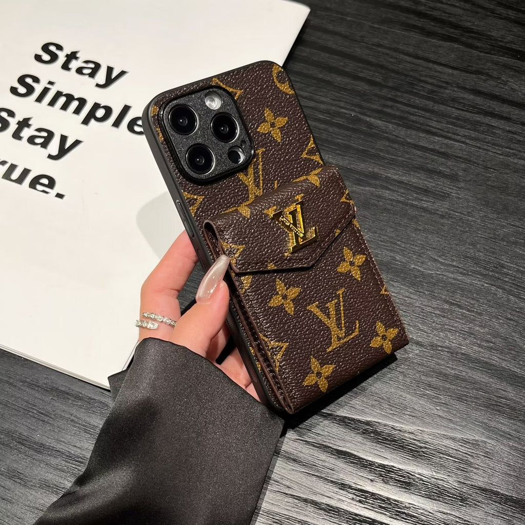Louis Vuitton-inspired card holder canvas leather iPhone case