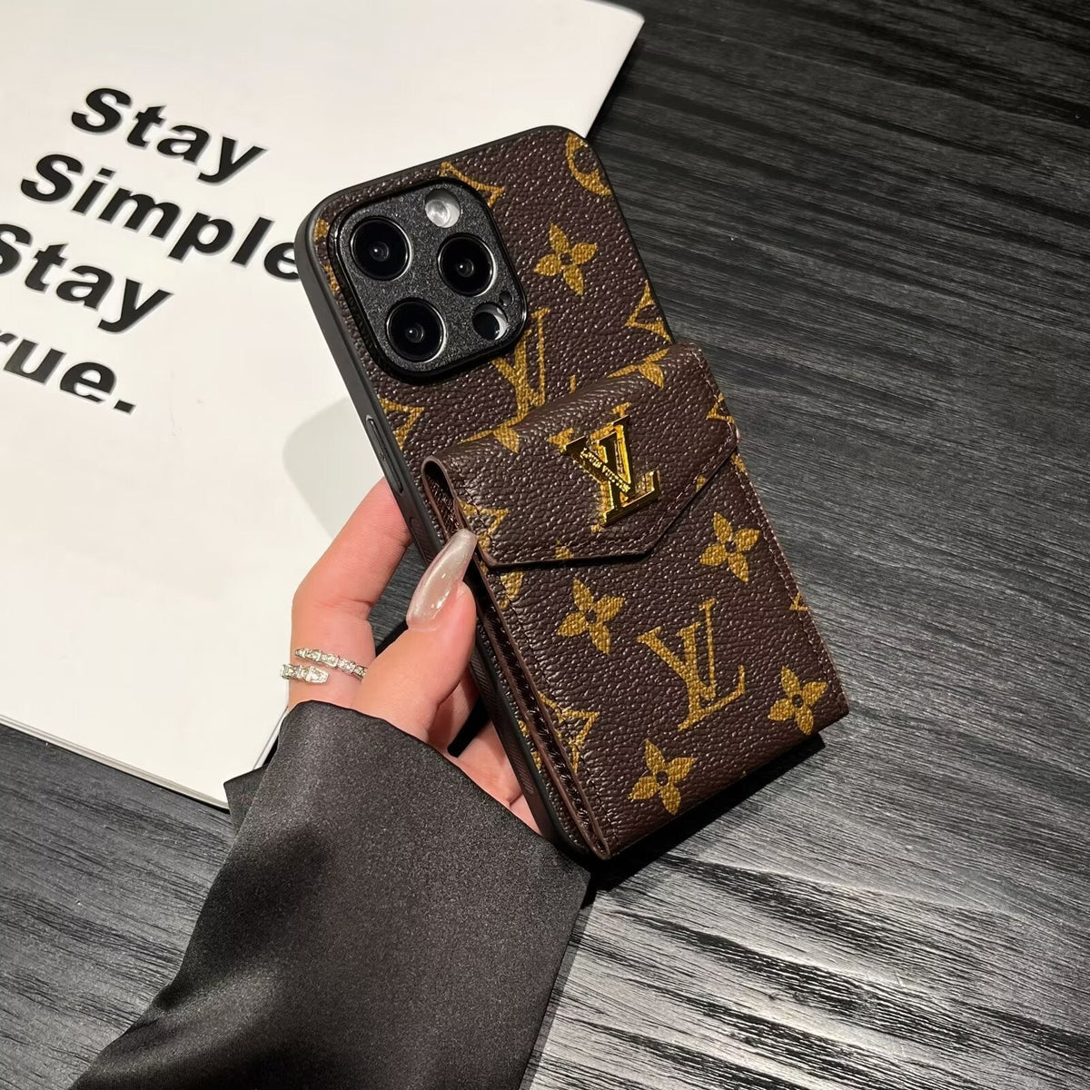 Louis Vuitton-inspired card holder canvas leather iPhone case