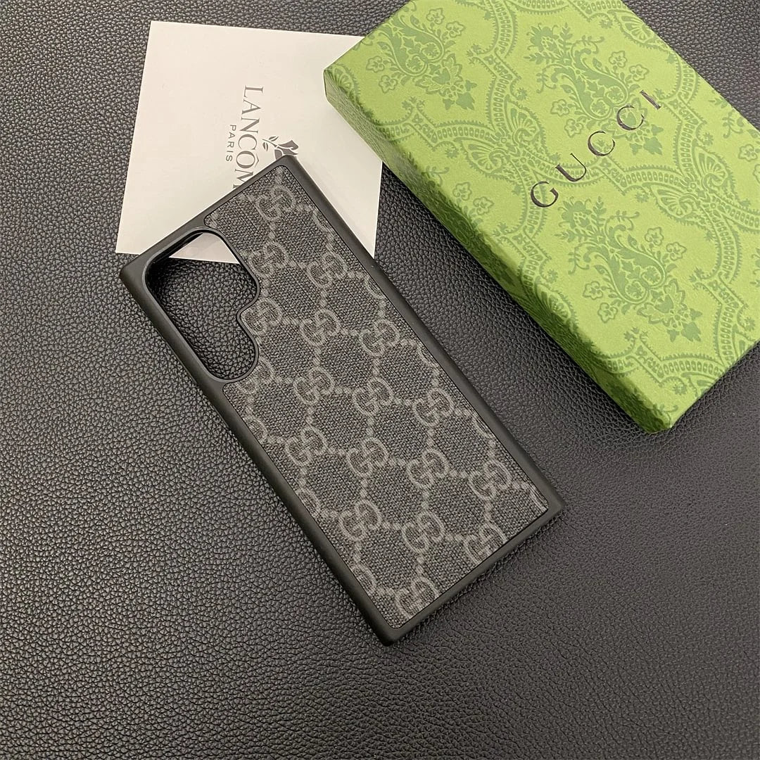 Gucci-inspired check and monogram cases for iPhone 13 and Samsung