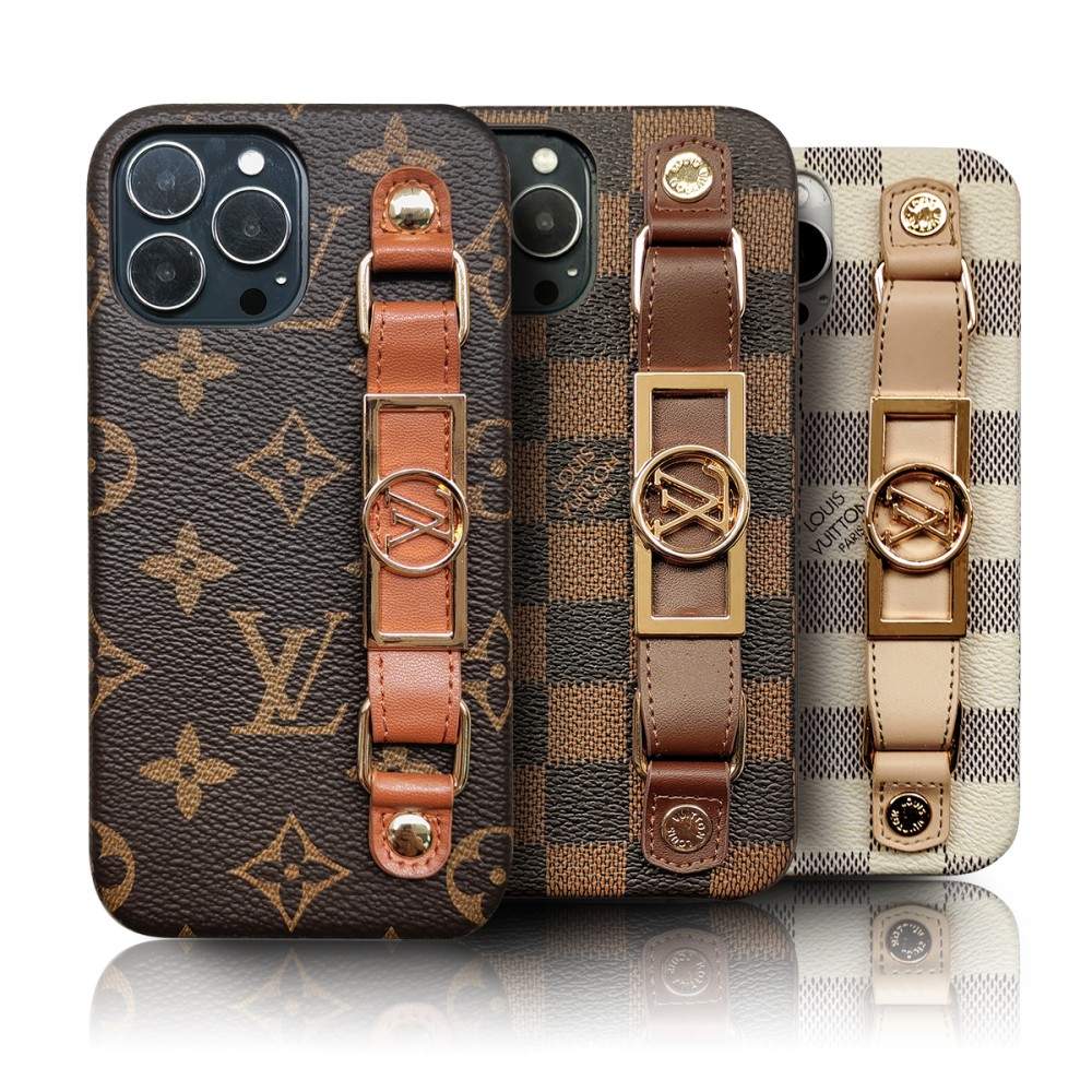 Louis Vuitton-inspired leather wrist band iPhone case