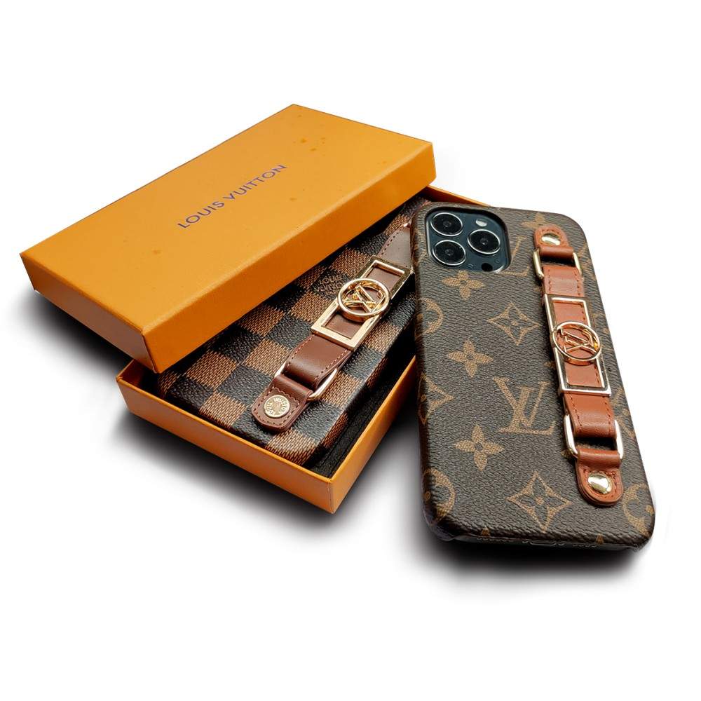 Louis Vuitton-inspired leather wrist band iPhone case