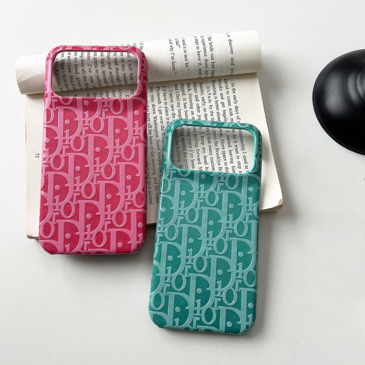 Dior-inspired bright all-over pattern case for iPhone 17 Pro Max