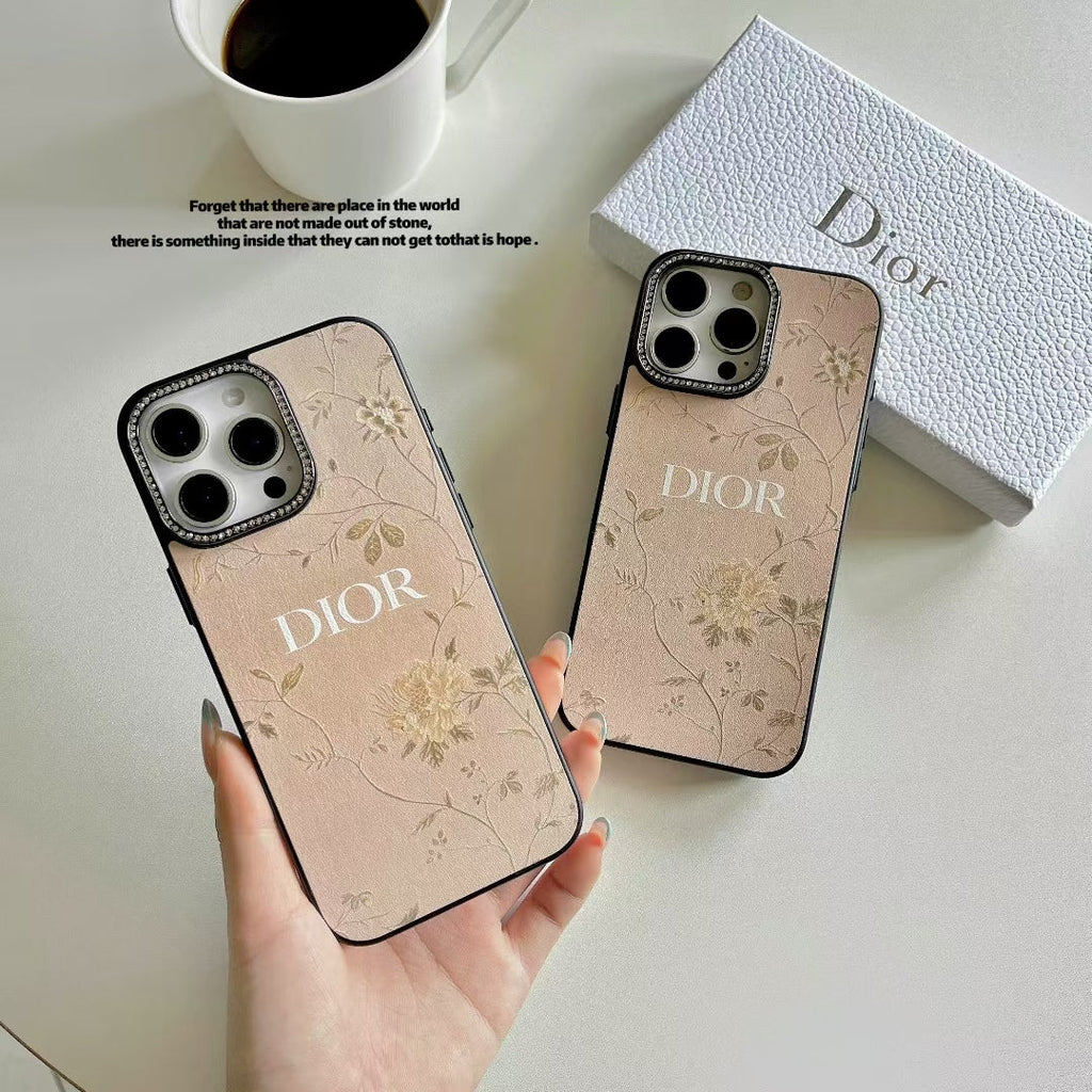 Dior-inspired botanical texture iPhone 16 Pro case