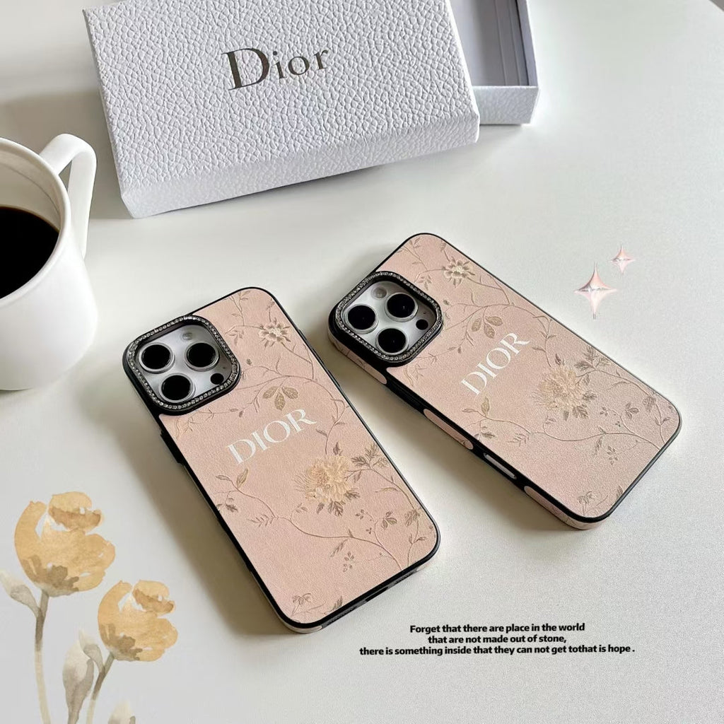 Dior-inspired botanical texture iPhone 16 Pro case