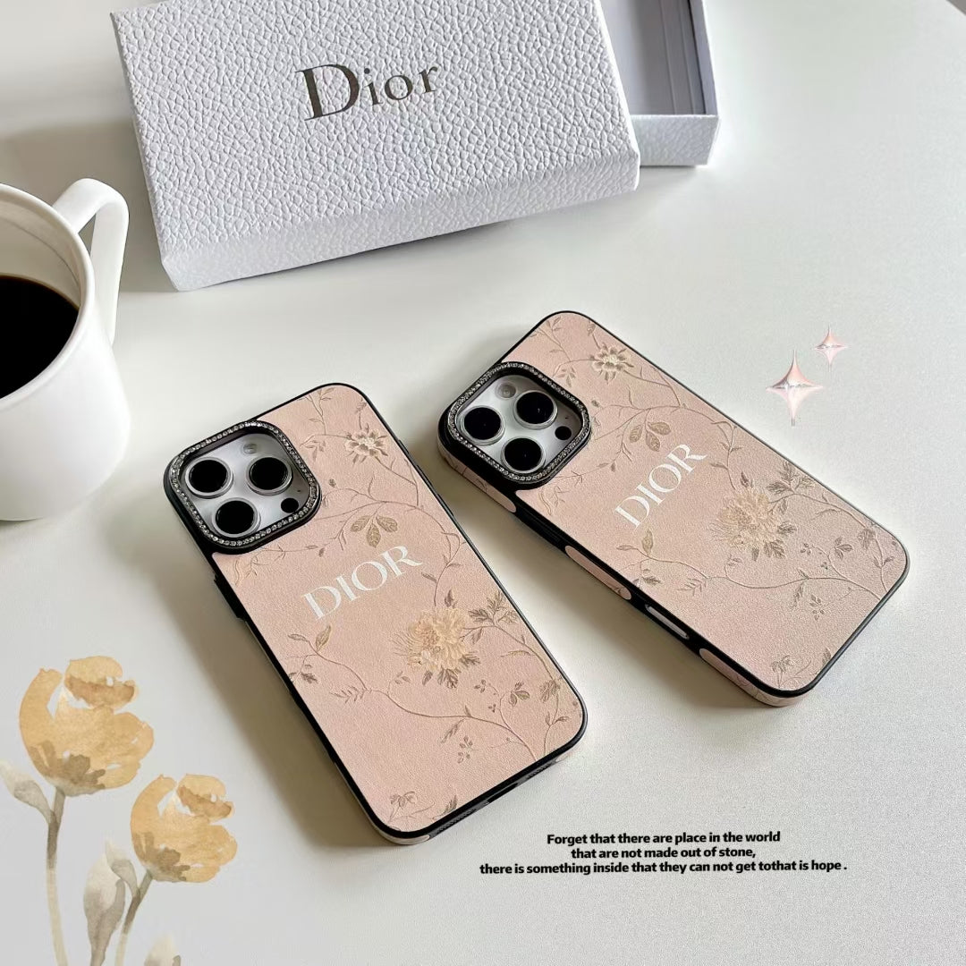 Dior-inspired botanical texture iPhone 16 Pro case